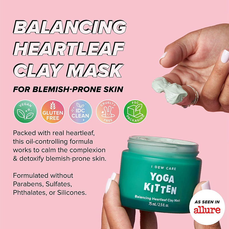  Yoga Kitten Balancing Heartleaf Clay Mask - Korean-Skincare